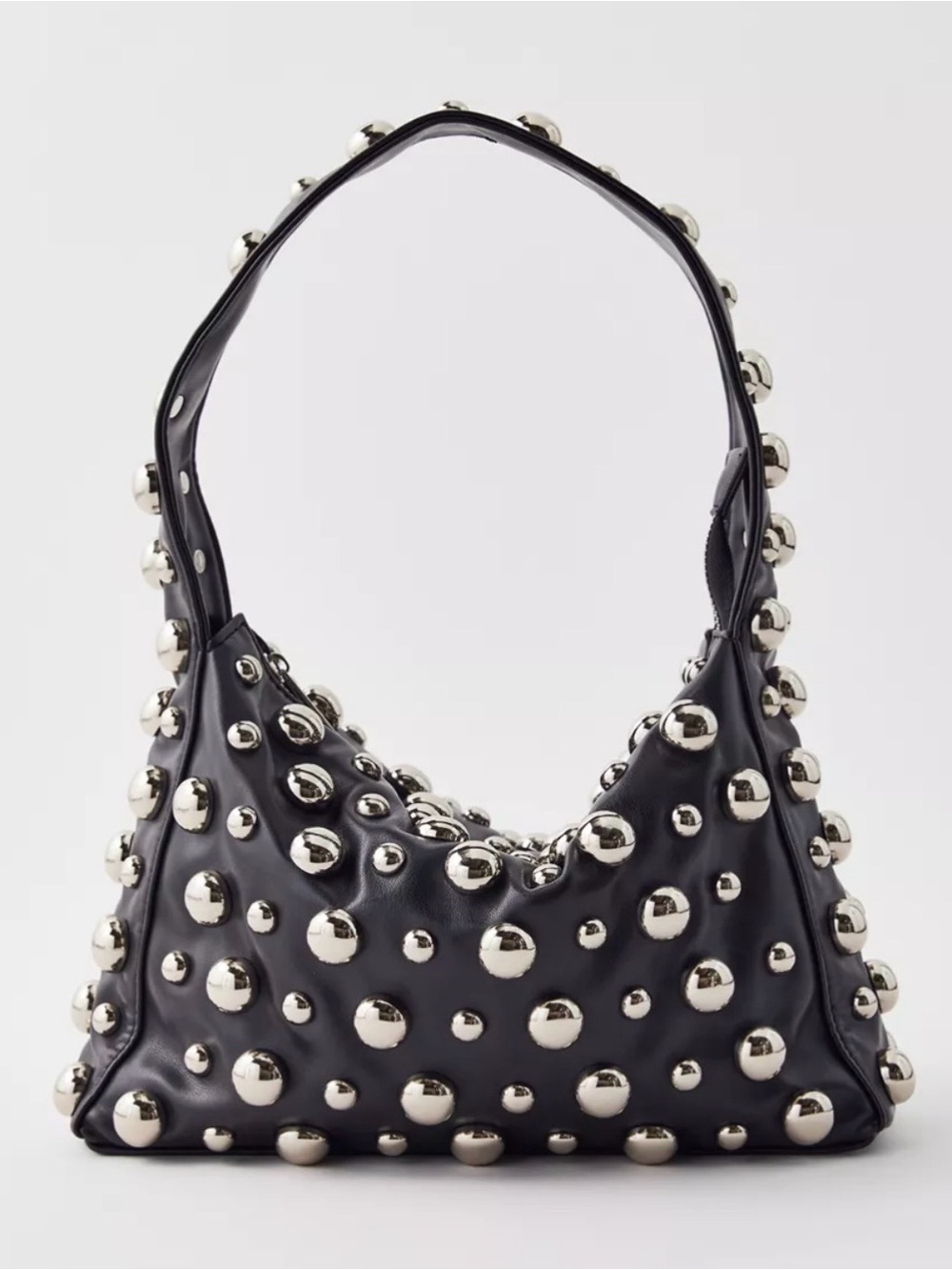 silence + noise Black Shoulder Bag with Silver Studs
